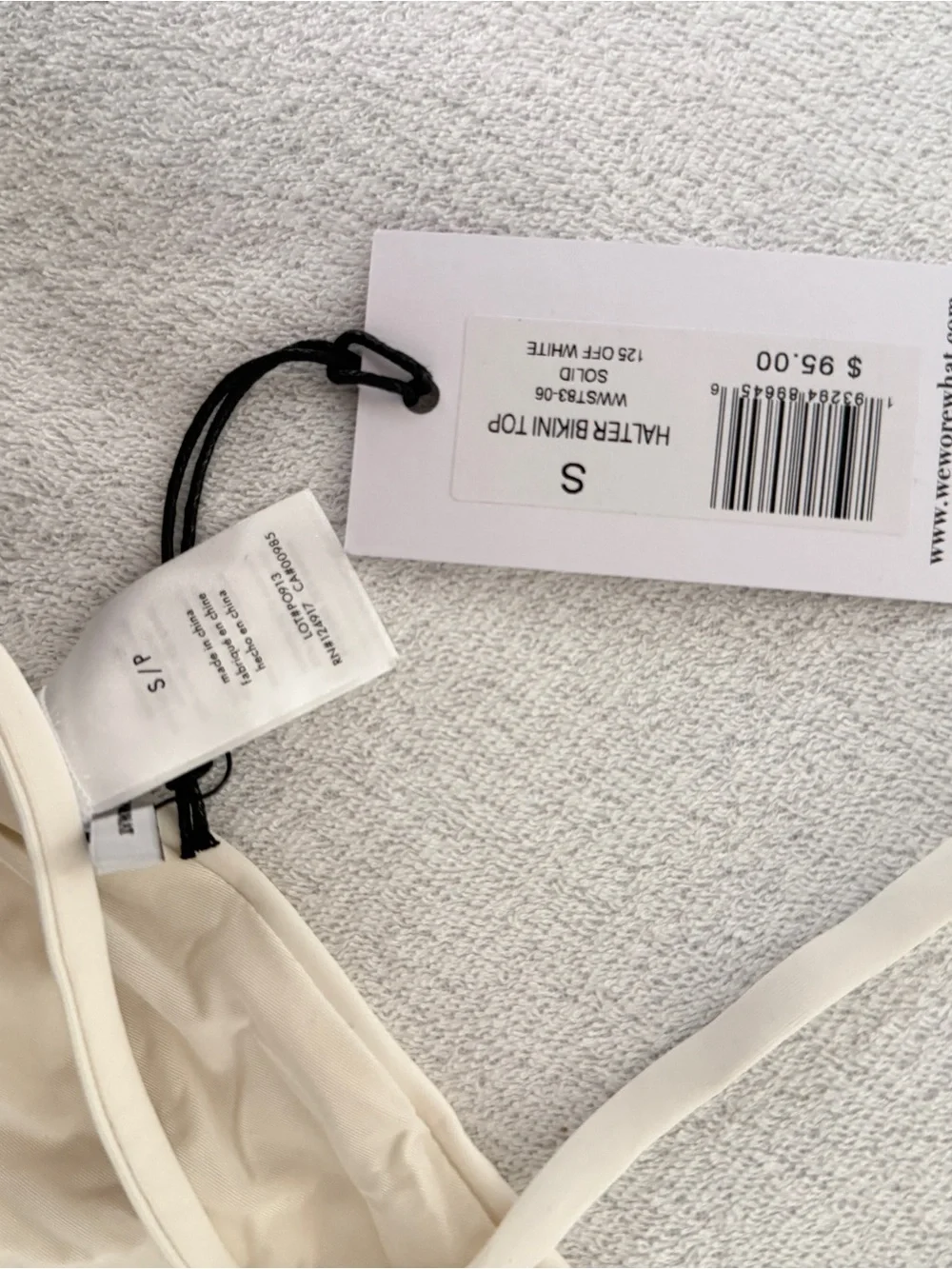 NWT-WeWoreWhat Cream Triangle Tie Halter Bikini Top-S